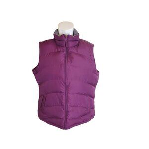 Lands' End Women's Down Puffer Vest Packable Down Outdoor Vest Purple SZ XL